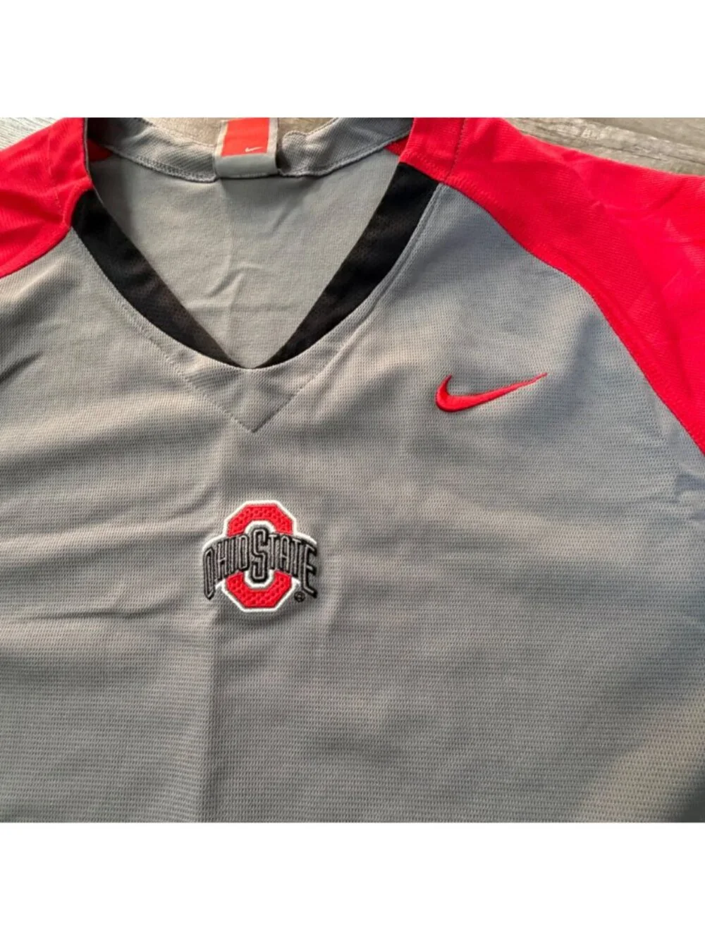 Nike Ohio State Buckeyes Gray & Red Dri-Fit Short Sleeve Shirt XL